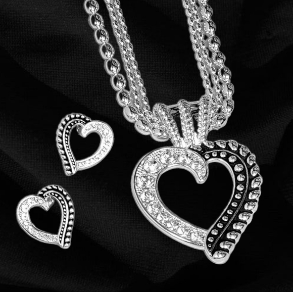 Montana Silversmiths Heart & Rope CZ Necklace & Earrings Set NEW! Retail $95 - Picture 4 of 10